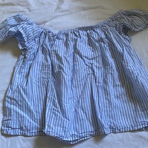 Blue off the shoulder shirt
